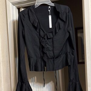 Chic Black Ruffled Blouse